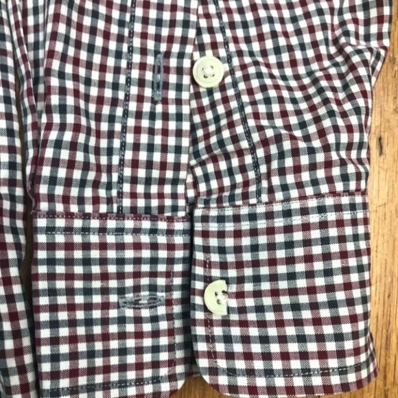 Burberrys Vintage Button Down Shirt Burgandy Green - Picture 5 of 6